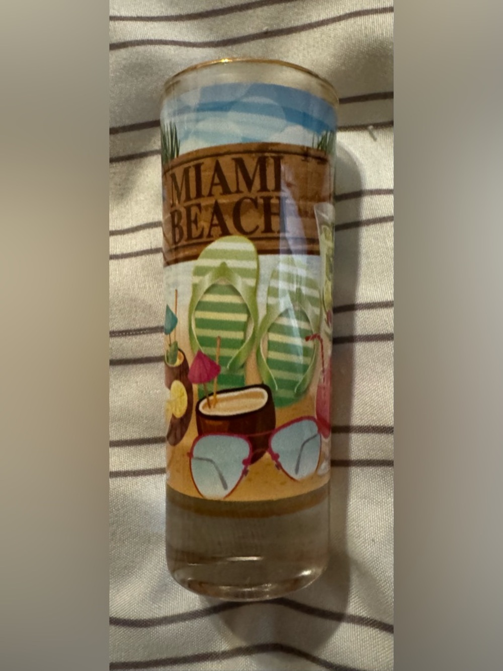 NEW Authentic Florida Tropical Shot Glass with Gold Rim - Picture 2 of 5